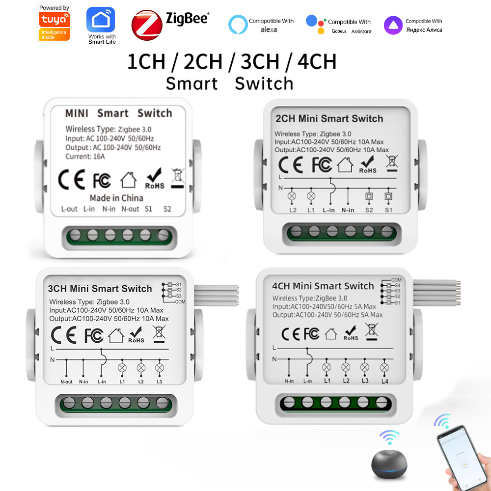 Smart Home Integration - Tuya Zigbee 3.0 Smart-Schalter 1/2/3/4-Wege Mini