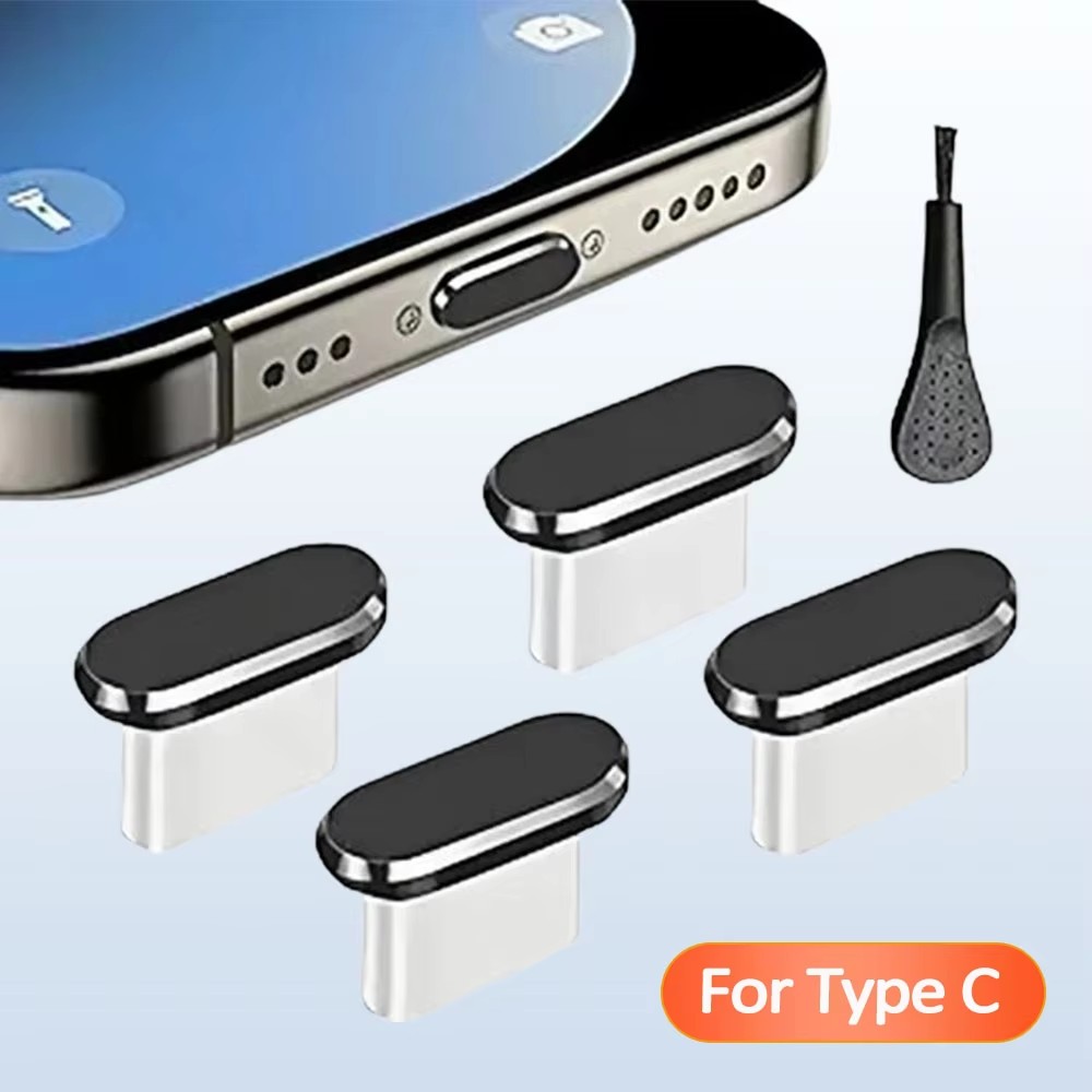 Smart Home Samsung - 4 Stück USB-C Staubschutzkappen mit Reinigungsbürste,