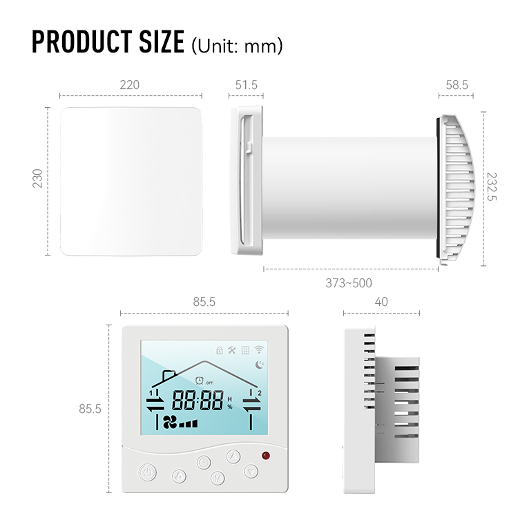 Smart Home Ventilation System - LCD-Display Wärmerückgewinnungsventilator ERV-System, Tuya Smart App-Steuerung