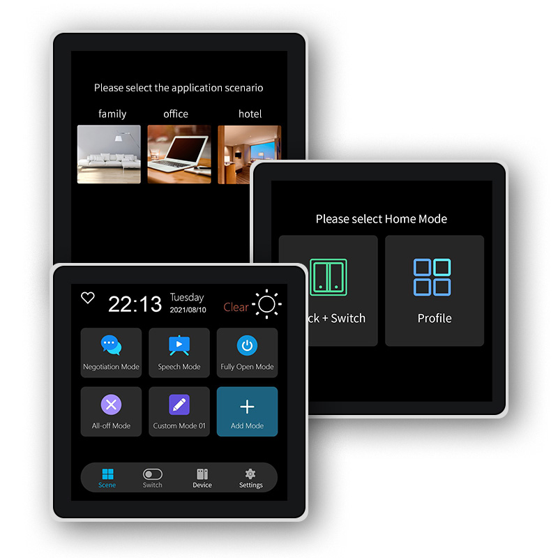 Smart Home Tools - FUERS 4-Zoll-Touchscreen, multifunktionaler intelligenter Wandschalter, T3E-Schalter,