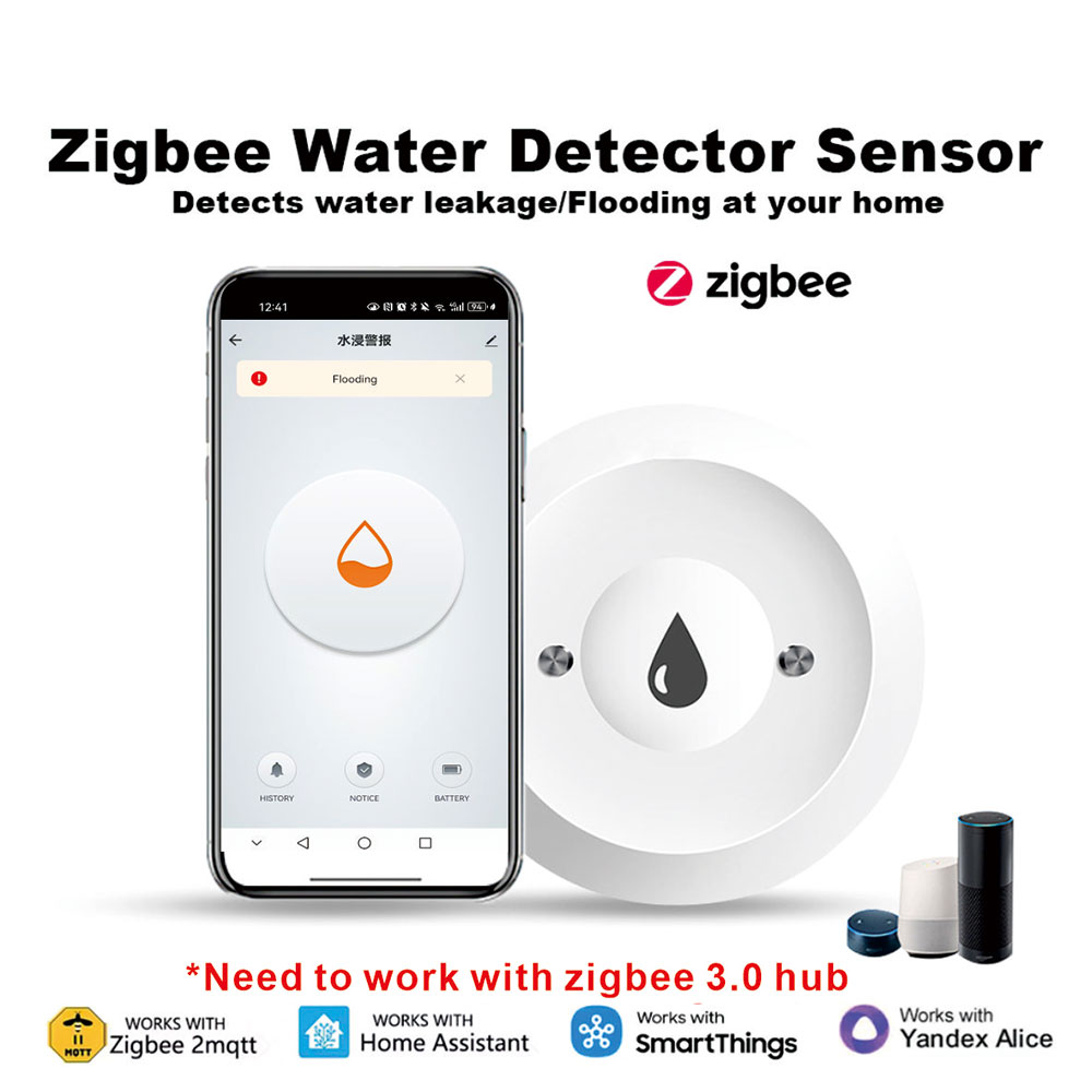 Smart Home Ecosystems - ZigBee Smart Wasserleck-Sensor Wasserüberlauf-Niveaudetektor Sicherheitsalarmsystem Flut-