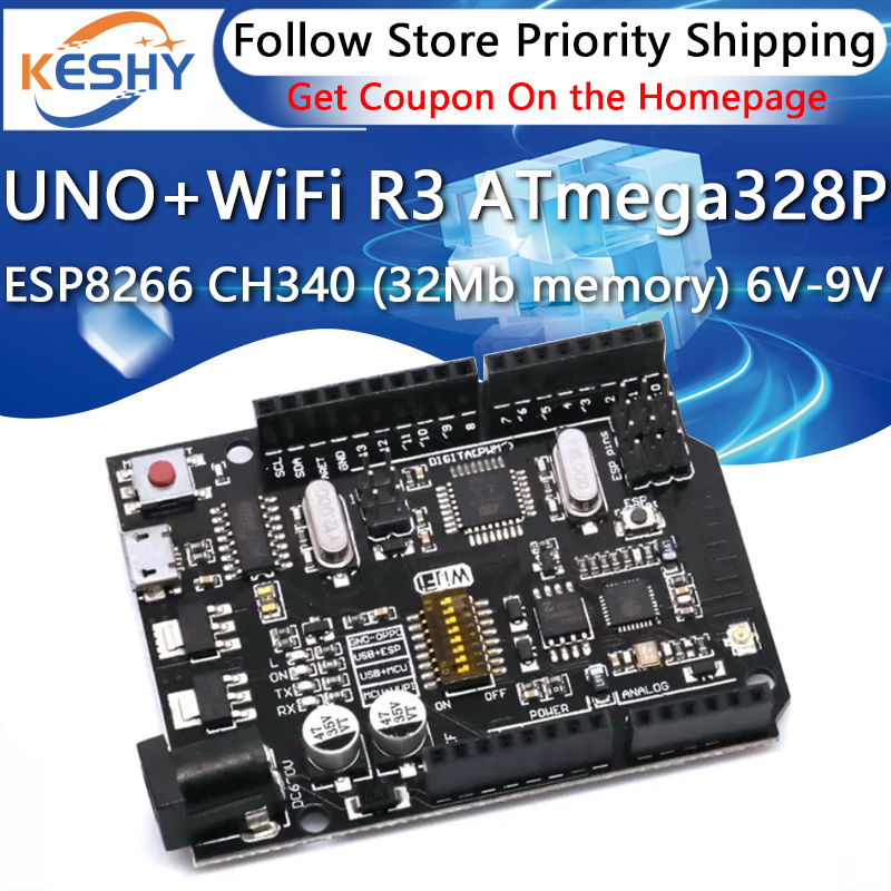 Smart Home Arduino Uno - UNO+WiFi R3 ATmega328P+ESP8266 CH340 (32 MB